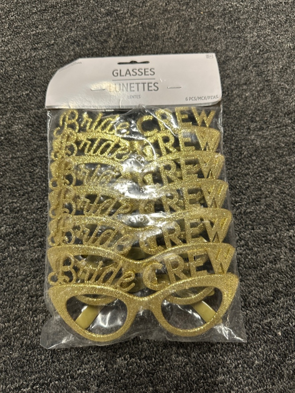Gold 'Bride Crew' Party Glasses - 6 Pack